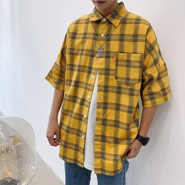 plaid shirts men 2020 new fashio short sleeved summer casual men shirt camisa masculina mens casual shirts clothing xxxxxl, White;black 
plaid shirts men 2020 new fashio short sleeved summer casual men shirt camisa masculina mens casual shirts clothing xxxxxl, White;black