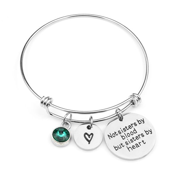 hand stamped "not sisters by blood but sisters by heart"birthstone bangle bracelets stainless steel charm bracelet for women frien, Golden;silver
hand stamped "not sisters by blood but sisters by heart"birthstone bangle bracelets stainless steel charm bracelet for women frien, Golden;silver