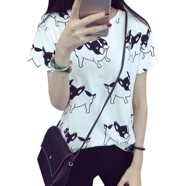 fashion summer women cartoon o-neck white pug printed short sleeve casual loose t-shirt
fashion summer women cartoon o-neck white pug printed short sleeve casual loose t-shirt