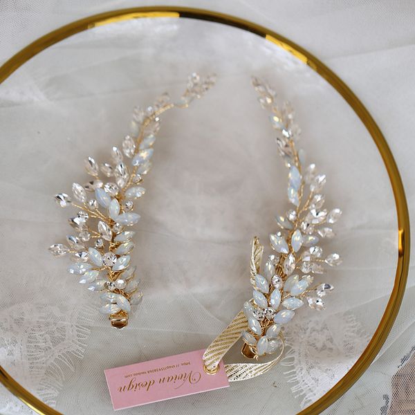 crystal bridesmaid headdress opal bridal hair clip hairpin handmade gold bride head piece for women wedding party accessories, Golden;white
crystal bridesmaid headdress opal bridal hair clip hairpin handmade gold bride head piece for women wedding party accessories, Golden;white