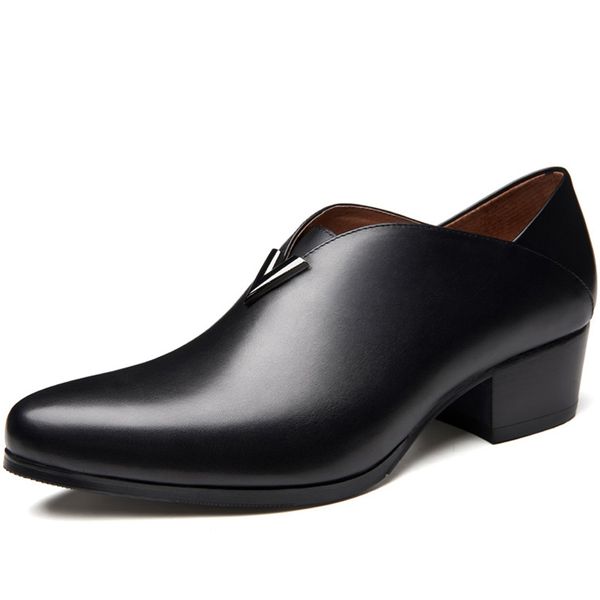 genuine leather men shoes high heels pointed toe slip on height increase men's dress shoes wedding men dance party, Black
genuine leather men shoes high heels pointed toe slip on height increase men's dress shoes wedding men dance party, Black