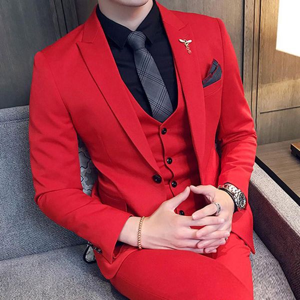 three piece red evening party men suits peaked lapel trim fit custom made wedding tuxedos (jacket + pants + vest, Black;gray
three piece red evening party men suits peaked lapel trim fit custom made wedding tuxedos (jacket + pants + vest, Black;gray