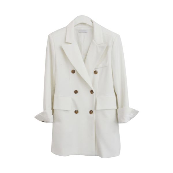 women blazer new korean spring and autumn leisure style small suit korean women's double-breasted suit, White;black
women blazer new korean spring and autumn leisure style small suit korean women's double-breasted suit, White;black