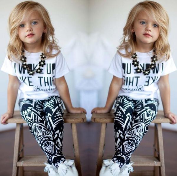 baby girl clothes polyester active short kid 2pcs suits children i woke up like this shirt+pants outfits set by1266, White
baby girl clothes polyester active short kid 2pcs suits children i woke up like this shirt+pants outfits set by1266, White