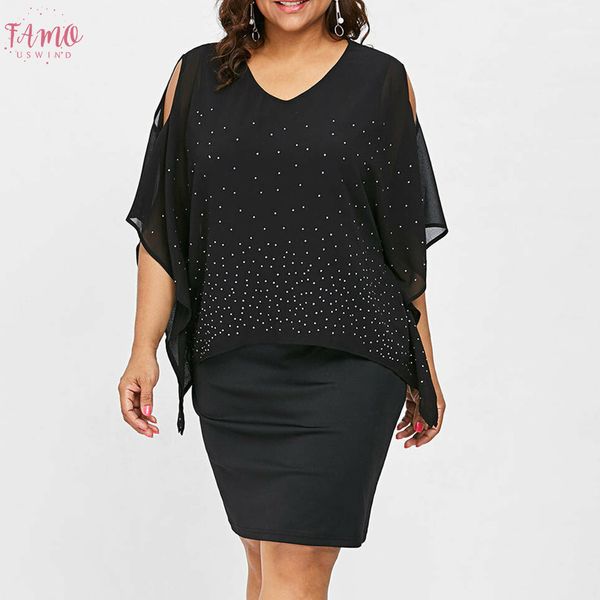 summer women plus size o neck solid cold shoulder overlay asymmetric diamonds dress party elegant sundress vestido z0522, Black;gray
summer women plus size o neck solid cold shoulder overlay asymmetric diamonds dress party elegant sundress vestido z0522, Black;gray