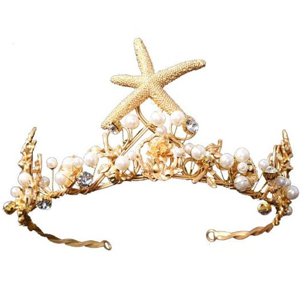bridal tiara baroque crystal pentagonal crown retro wedding hair accessories korean starfish crown, Golden;white
bridal tiara baroque crystal pentagonal crown retro wedding hair accessories korean starfish crown, Golden;white