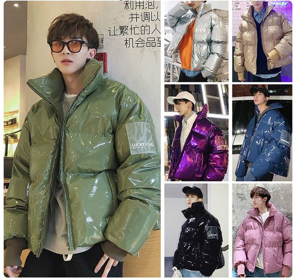 men's down coat streetwear oversize bright leather parkas students thicken warm winter jackets outwear bread cotton-padded greatcoat, Black
men's down coat streetwear oversize bright leather parkas students thicken warm winter jackets outwear bread cotton-padded greatcoat, Black