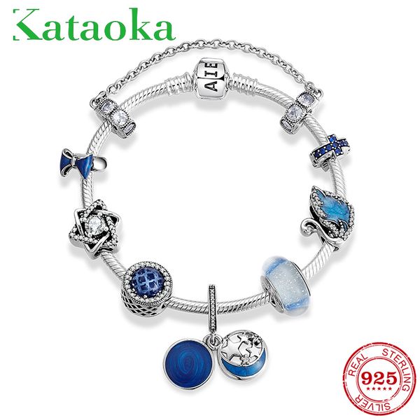 925 sterling silver zircon charm blue enamel night starry sky charm bracelet women's beads luxury snake chain bracelet diy, Black
925 sterling silver zircon charm blue enamel night starry sky charm bracelet women's beads luxury snake chain bracelet diy, Black