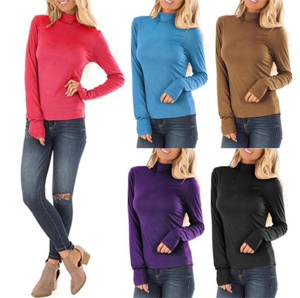autumn womens designer tshirt casual long sleeve solid color high collar fashion casual womens, White
autumn womens designer tshirt casual long sleeve solid color high collar fashion casual womens, White