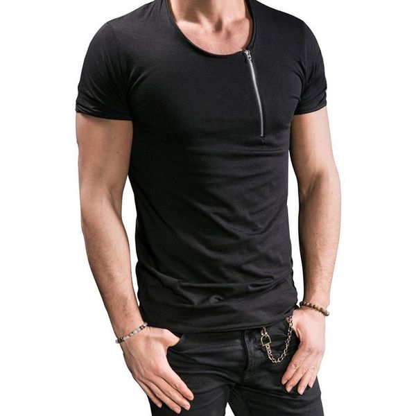 tees hombres mens zipper designer tshirts summer solid color short sleeved, White;black
tees hombres mens zipper designer tshirts summer solid color short sleeved, White;black