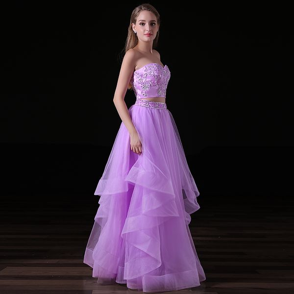 ma008 strapless satin tulle lavender prom dresses lace appliques two piece prom dresses vestido de festa de tule junior party dresses, Black
ma008 strapless satin tulle lavender prom dresses lace appliques two piece prom dresses vestido de festa de tule junior party dresses, Black