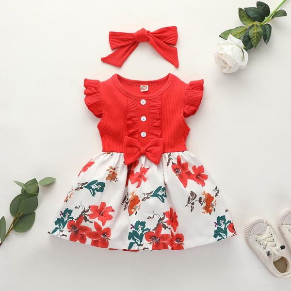 summer toddler baby girl clothes ruffles knit floral princess dress headbands 2pcs outfits cotton casual clothes, White
summer toddler baby girl clothes ruffles knit floral princess dress headbands 2pcs outfits cotton casual clothes, White