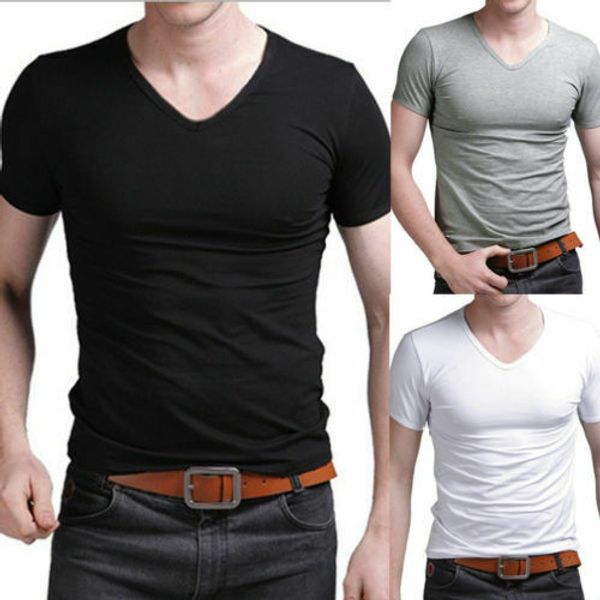 2020 Men V Neck T-Shirts Cotton Solid Color Muscle Tops Short Sleeve Slim Fit Summer Casual T-shirt
2020 Men V Neck T-Shirts Cotton Solid Color Muscle Tops Short Sleeve Slim Fit Summer Casual T-shirt
