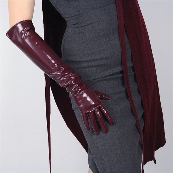 2020 new patent leather long gloves 50cm long emulation leather pu mirror bright leather wine red dark red female wpu13, Blue;gray
2020 new patent leather long gloves 50cm long emulation leather pu mirror bright leather wine red dark red female wpu13, Blue;gray