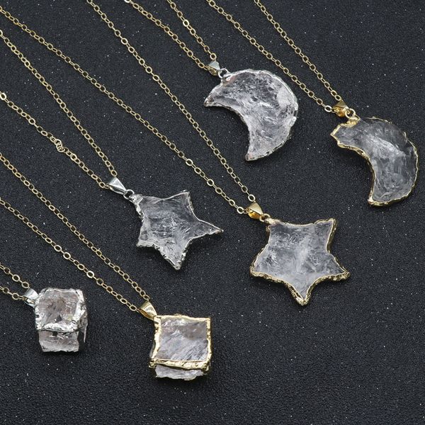 pendant necklaces raw mineral reiki healing stone natural clear quartz for women star moon white crystal necklace choker, Silver
pendant necklaces raw mineral reiki healing stone natural clear quartz for women star moon white crystal necklace choker, Silver
