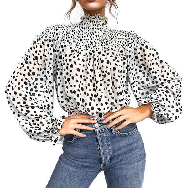 women loose casual chiffon summer sweet floral ruffled lantern sleeve high collar button blouse rk, White
women loose casual chiffon summer sweet floral ruffled lantern sleeve high collar button blouse rk, White