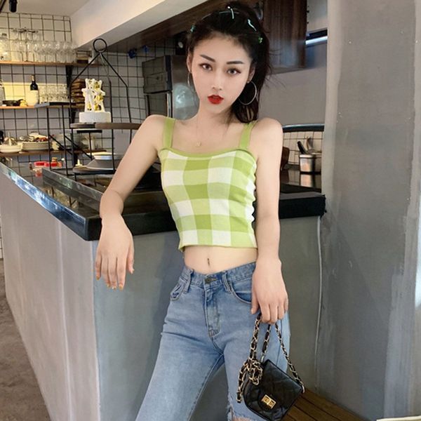 2020 sweet women's summer korean version of the checkered color contrast slim fit wild wrapped chest open navel short ves, White
2020 sweet women's summer korean version of the checkered color contrast slim fit wild wrapped chest open navel short ves, White