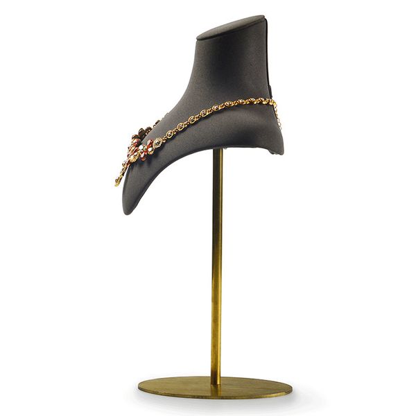 jewelry display stand dark gray leather necklace display half bust showcase, Silver