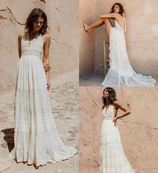 bohemian wedding dresses halter deep v neck luxury embroidery sweep train backless bridal gowns custom made beach boho wed dress, White
bohemian wedding dresses halter deep v neck luxury embroidery sweep train backless bridal gowns custom made beach boho wed dress, White