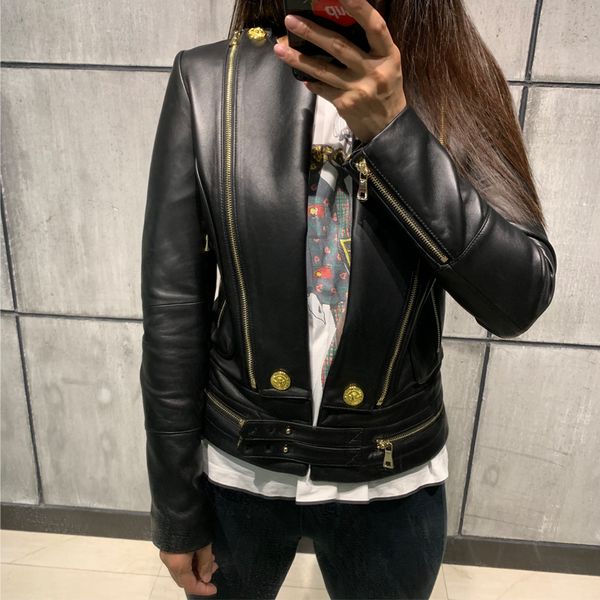 women real leather jacket natural sheepskin ladies genuine lambskin, Black
women real leather jacket natural sheepskin ladies genuine lambskin, Black