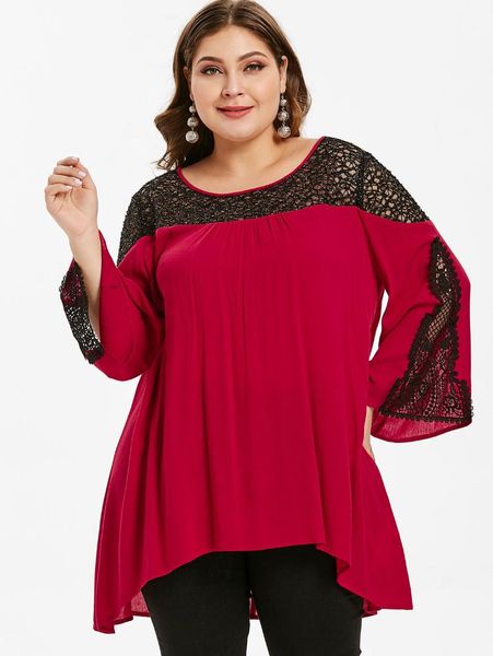 wipalo women high low lace insert plus size 5xl blouse o neck long sleeves hollow out lace patchwork bouse shirt casual blusas, White
wipalo women high low lace insert plus size 5xl blouse o neck long sleeves hollow out lace patchwork bouse shirt casual blusas, White