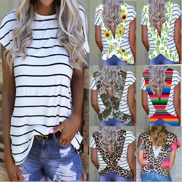 summer women t shirt floral sun flower leopard striped backless tshirts short sleeve tee sports casual beachwear bikini cover up e31204, White
summer women t shirt floral sun flower leopard striped backless tshirts short sleeve tee sports casual beachwear bikini cover up e31204, White