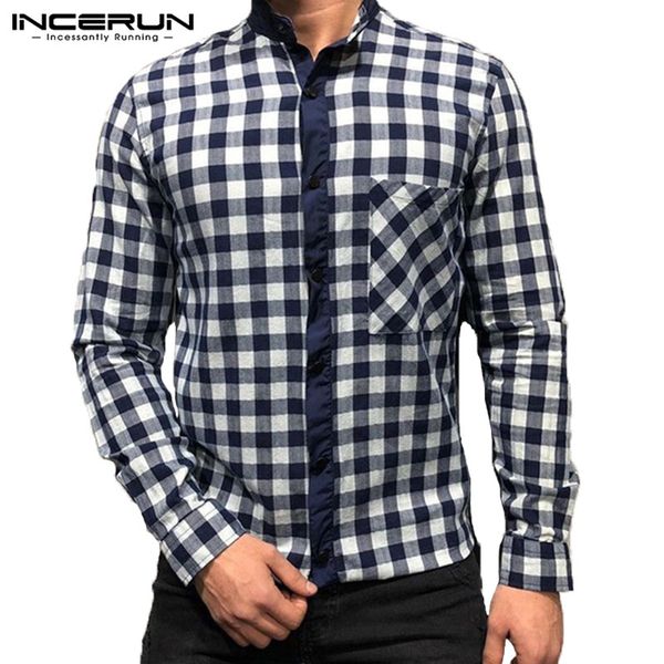 incerun fashion plaid men business shirt button long sleeve pockets slim fit men dress shirt blouse streetwear casual shirts, White;black
incerun fashion plaid men business shirt button long sleeve pockets slim fit men dress shirt blouse streetwear casual shirts, White;black