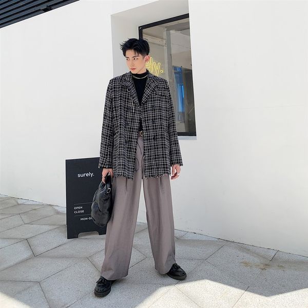 qualities autumn british mens casual tassel plaid blazers long sleeve double breasted lapel loose fit male medium length blazer, White;black
qualities autumn british mens casual tassel plaid blazers long sleeve double breasted lapel loose fit male medium length blazer, White;black