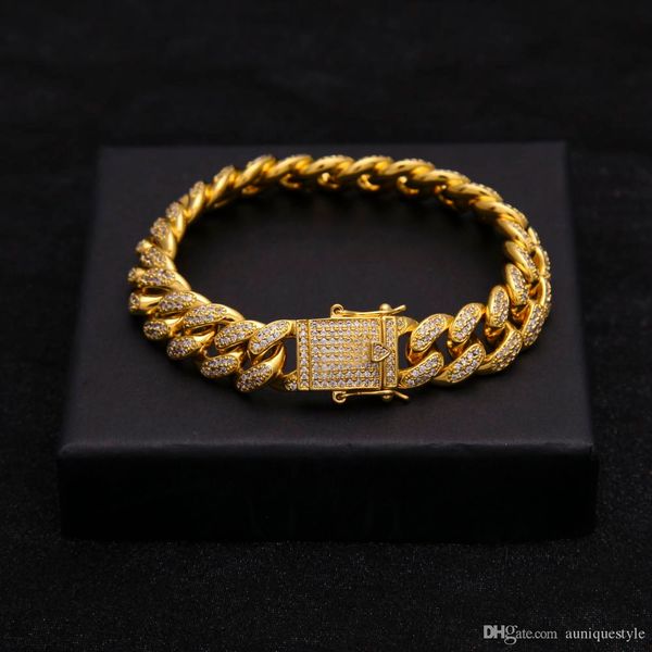 hip hop luxury crystal link, auniquestyle cz zircon triple lock bracelet 13mm 8inch cuban link box clasp bracelet men female jewelry, Black
hip hop luxury crystal link, auniquestyle cz zircon triple lock bracelet 13mm 8inch cuban link box clasp bracelet men female jewelry, Black