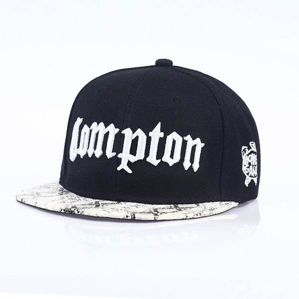 Compton Black Caps Letters Printed Snapback Hiphop Rapper Mens Ball Caps Fashion Male Hats