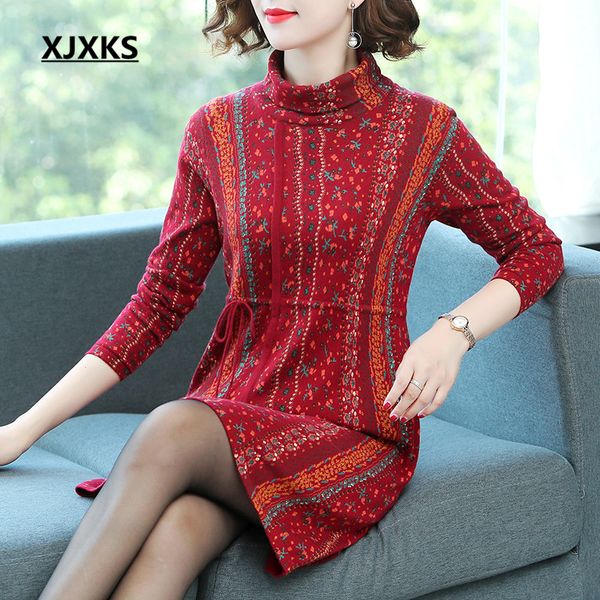 xjxks women long turtleneck sweater 2019 autumn winter new fashion printing plus size 100% wool knitted dress women pullover, White;black
xjxks women long turtleneck sweater 2019 autumn winter new fashion printing plus size 100% wool knitted dress women pullover, White;black
