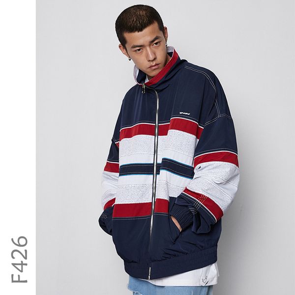 f426 vintage stripe hip hop jacket windbreaker retro streetwear color block patchwork jackets coat harajuku zip track jacket, Black;brown
f426 vintage stripe hip hop jacket windbreaker retro streetwear color block patchwork jackets coat harajuku zip track jacket, Black;brown