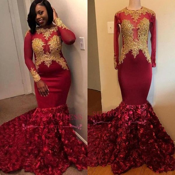 black girls burgundy prom dresses 3d rose flowers mermaid long sleeve with gold appliques sweep train evening gowns formal bc1357
black girls burgundy prom dresses 3d rose flowers mermaid long sleeve with gold appliques sweep train evening gowns formal bc1357