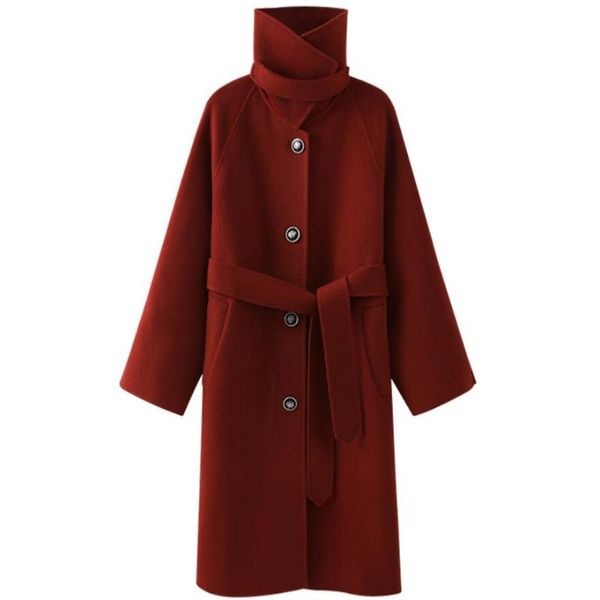 autumn winter vintage double faced woolen coat women red loose long wool blends overcoat, Black
autumn winter vintage double faced woolen coat women red loose long wool blends overcoat, Black