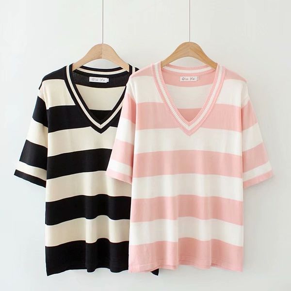 2020 new fashion brand oversize plus size shirt casual v-neck striped short, White 
2020 new fashion brand oversize plus size shirt casual v-neck striped short, White