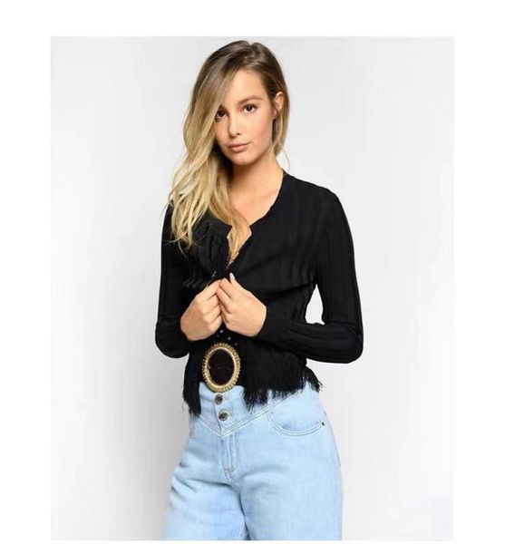 women's knits & tees 2021 spring style solid color long sleeve vertical striped tassels hem slimming short knit cardigans coat, White
women's knits & tees 2021 spring style solid color long sleeve vertical striped tassels hem slimming short knit cardigans coat, White