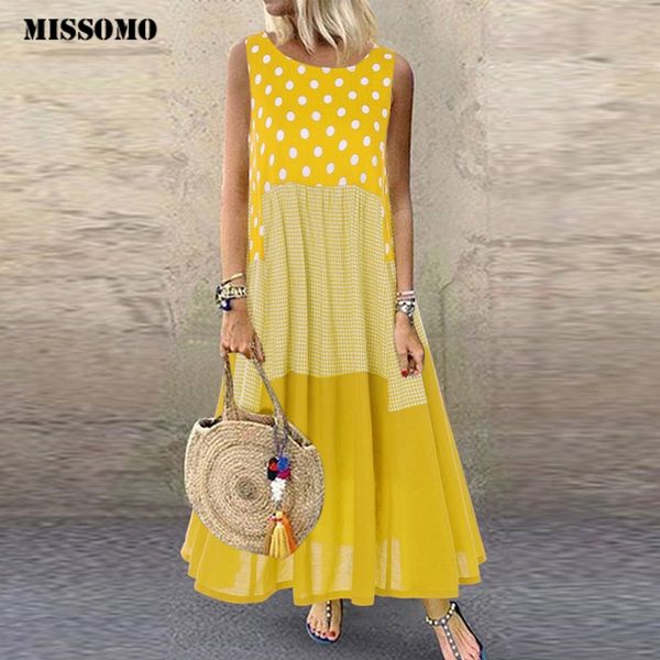 missomo women dress vintage boho long wave point print sleeveless o-neck maxi dress plus size dress women clothes vestidos 625, Black;pink
missomo women dress vintage boho long wave point print sleeveless o-neck maxi dress plus size dress women clothes vestidos 625, Black;pink