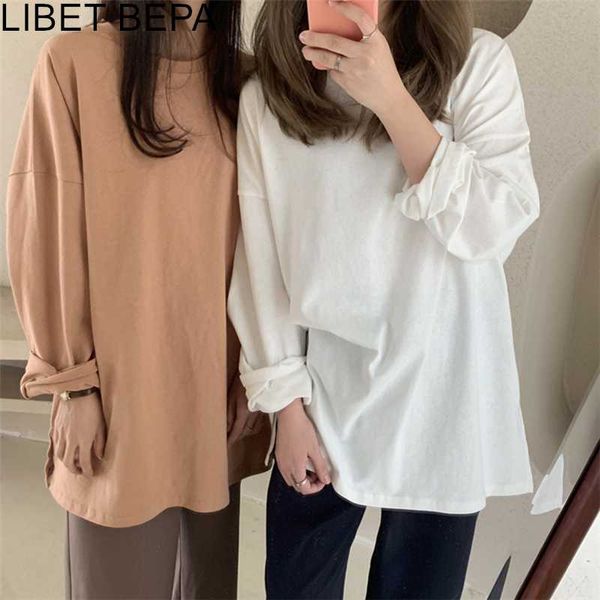 women's t-shirt 2021 autumn winter bottoming loose solid multi colors casual fashionable minimalist long sleeve t601, White
women's t-shirt 2021 autumn winter bottoming loose solid multi colors casual fashionable minimalist long sleeve t601, White