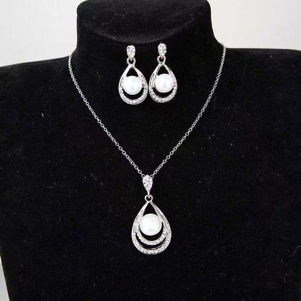 jewelry set pearl drop necklace stud earring set, ladies fashion elegant casual joker pearl jewelry gift set romantic gift, Silver
jewelry set pearl drop necklace stud earring set, ladies fashion elegant casual joker pearl jewelry gift set romantic gift, Silver