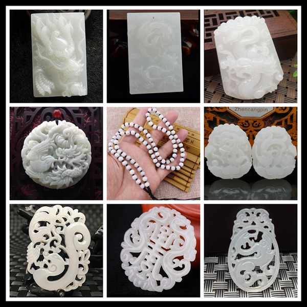 natural white jade hand-carved carved chinese dragon phoenix amulet lucky pendant necklace beads chain certificate fine jewelry, Silver
natural white jade hand-carved carved chinese dragon phoenix amulet lucky pendant necklace beads chain certificate fine jewelry, Silver