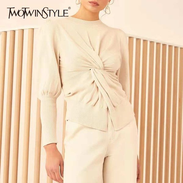 twotwinstyle knitting pullover female o neck lantern sleeve waist cross sweater for women casual fashion 2019 spring new, White;black
twotwinstyle knitting pullover female o neck lantern sleeve waist cross sweater for women casual fashion 2019 spring new, White;black