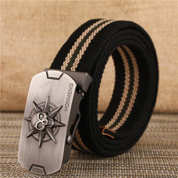zinc alloy canvas belt multicolor optional casual skull series thick outdoor durable men's fashion striped belt 4mm thickness, Black;brown
zinc alloy canvas belt multicolor optional casual skull series thick outdoor durable men's fashion striped belt 4mm thickness, Black;brown