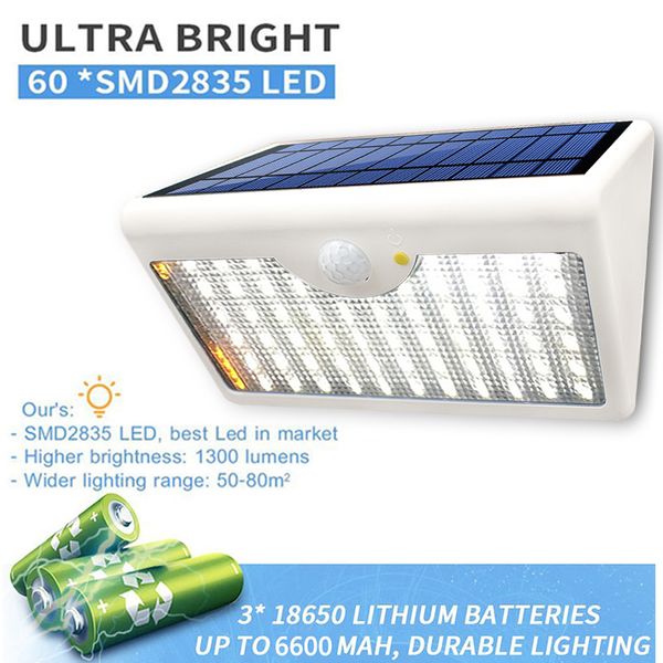 60 led solar light 1300lm super bright upgraded lamp lights for outdoor wall yard garden with five modes in one solar lamps
60 led solar light 1300lm super bright upgraded lamp lights for outdoor wall yard garden with five modes in one solar lamps