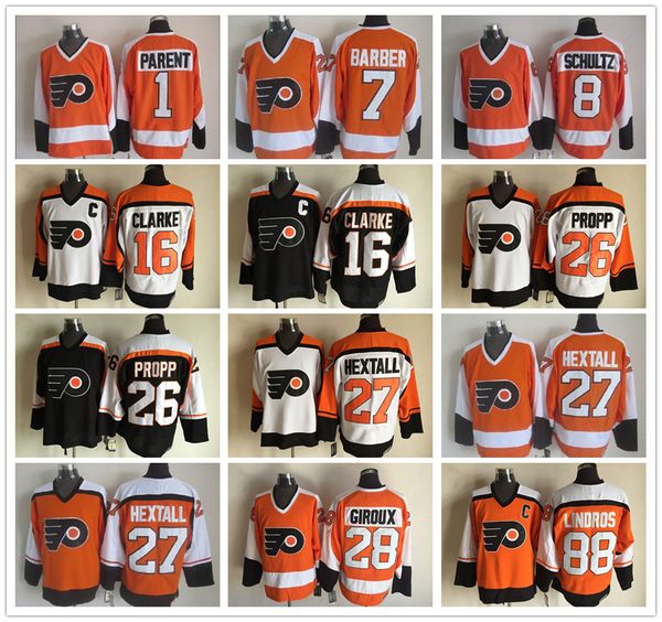 Philadelphia Flyers Jersey CCM Bernie Parent Bill Barber Dave Schultz Bobby Clarke Brian Propp Ron Hextall Claude Giroux Eric Lindros
Philadelphia Flyers Jersey CCM Bernie Parent Bill Barber Dave Schultz Bobby Clarke Brian Propp Ron Hextall Claude Giroux Eric Lindros