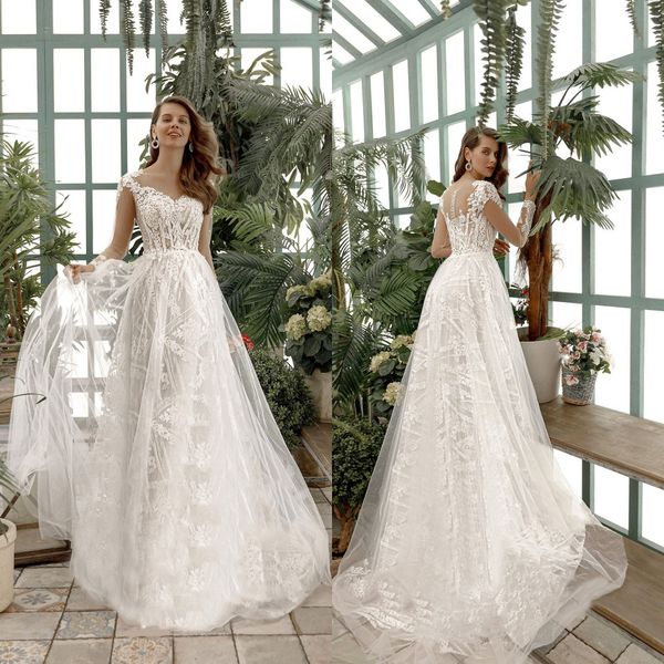 2020 lace wedding dresses long sleeves appliques beading bridal gowns button back sweep train a line wedding dress robe de mariee, White
2020 lace wedding dresses long sleeves appliques beading bridal gowns button back sweep train a line wedding dress robe de mariee, White