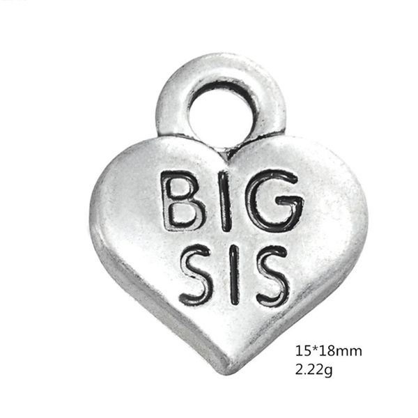antique silver big sis heart pendant family sister charms for handmade jewelry bracelets necklace making diy accessories 50pcs, Bronze;silver
antique silver big sis heart pendant family sister charms for handmade jewelry bracelets necklace making diy accessories 50pcs, Bronze;silver