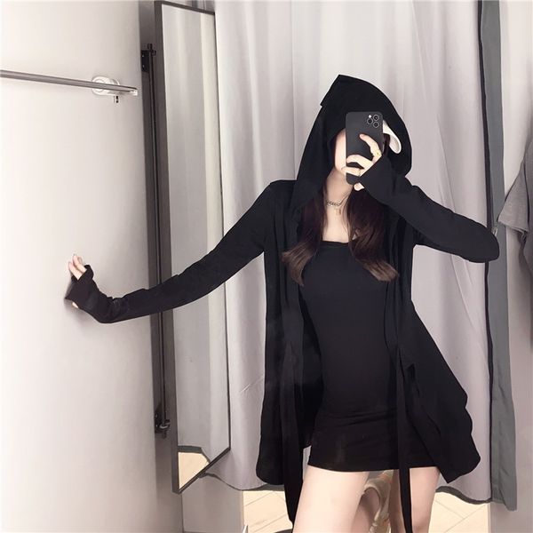 set 2020 new womens autumn fashion loose hooded long-sleeved coat hip strap dress two-piece set, White;black
set 2020 new womens autumn fashion loose hooded long-sleeved coat hip strap dress two-piece set, White;black