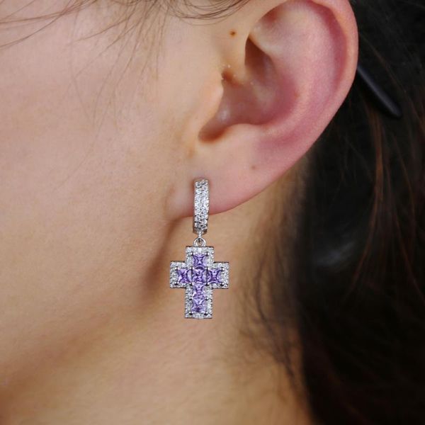 new iced out purple cubic zircons paved big cross pendant earrings high-grade kingly micro cz women men hip hop earrings jewelry, Silver
new iced out purple cubic zircons paved big cross pendant earrings high-grade kingly micro cz women men hip hop earrings jewelry, Silver