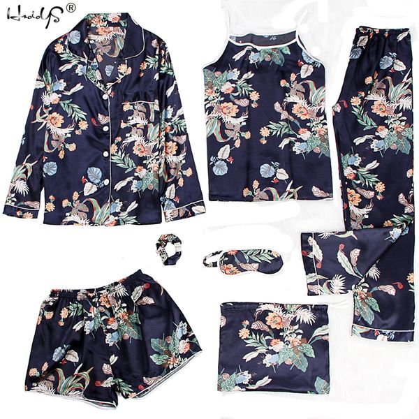 sleepwear 7 pieces pyjama set 2019 women spring summer silk pajamas sets satin sleep suit sweet cute nightwear home clothes, Black;red
sleepwear 7 pieces pyjama set 2019 women spring summer silk pajamas sets satin sleep suit sweet cute nightwear home clothes, Black;red