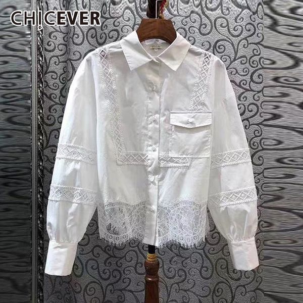 women's blouses & shirts chicever casual patchwork lace for female lapel collar lantern long sleeve asymmetrical 2021 fashion clothing, White
women's blouses & shirts chicever casual patchwork lace for female lapel collar lantern long sleeve asymmetrical 2021 fashion clothing, White